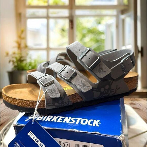 🆕🔥 NWT KIDS BIRKENSTOCK SANDALS Dark Skull Gray Regular Fit Size 37 US 4 - Picture 6 of 16